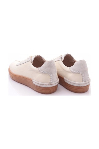 Dgn 34610 Kadın Bağcikli Sneaker Ayakkabi Kırık Beyaz Süet
