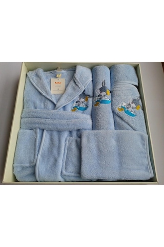 Özdilek Yenidoğan Erkek Bebek Bambu Bornoz Takımı Bugs Bunny Mavi