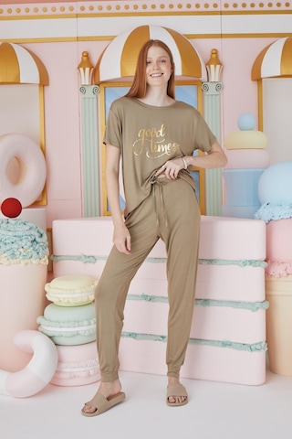 Sevim Kadın Kısa Kol Yağ Yeşili Pijama Takım C3t0n551 001