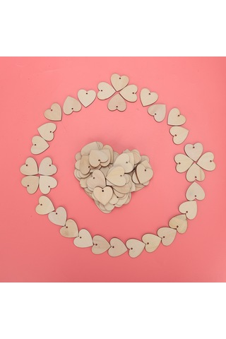 Springsun Ahşap Kalp Süsü 100 Adet - Ev Dekorasyonu Noel Ağaç Özdiyapı Hediyesi - Çevre Dostu Ahşap Handmade Süsler