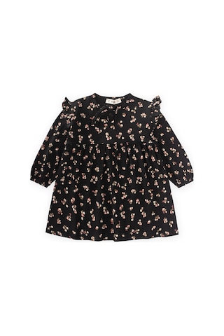 Desenli Mevsimlik Elbise 1-7 Yaş Siyah Siyah