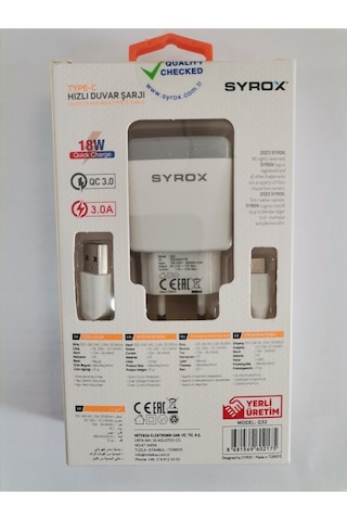 Q32 Hızlı Sarj Cihazı Seti Type-c Hızlı Ev Şarj Aleti 3.0a Q32 Beyaz