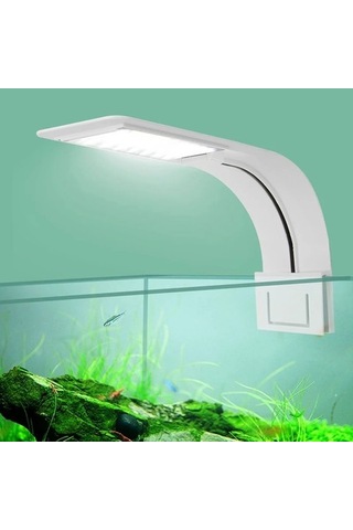 Silkroadselect Duoliang Shop C Stili Süper Ince Led Akvaryum Işığı Su Bitkileri Işık Büyütüyor Su Geçirmez Klipsli Lamba Çok Renkli