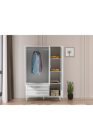 Country 3 Kapaklı 2 Çekmeceli Aynalı Gardırop