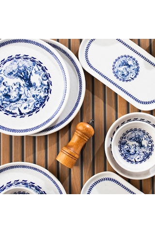 Perotti French Vintage 14 Parça Seramik 6 Kişilik Kahvaltı Takımı Mavi