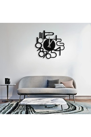 Ev, Ofis Ve Kafe Dekoru Için Sessiz Duvar Saati 40 Cm Siyah Met Siyah