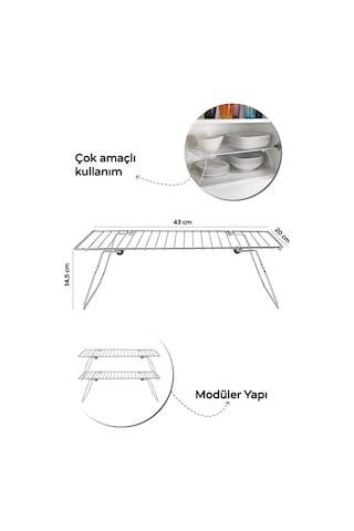 Mithra Life Metal Dolap İçi Düzenleyici Katlanabilir Raf Mıt1098 Gümüş