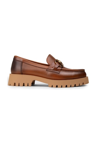 Deery Kadın Hakiki Deri Taba Renkli Tokalı Loafer - 02037ztbae01