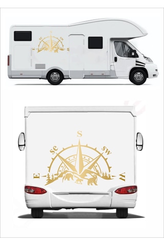 Pusula Dağ Orman Sticker - Adventure 4x4 Off Road Pickup Sticker - Araba Oto Motosiklet Karavan Sticker - 02514 100X60 Cm