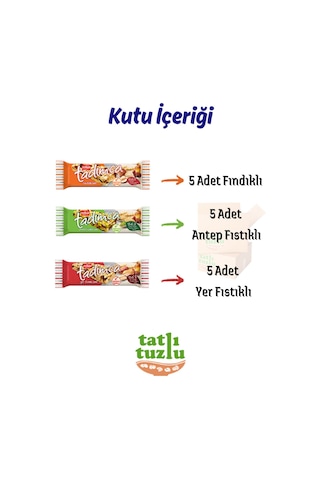 Tadım Üçlü Lezzet Şöleni 5 Antep Fıstıklı, 5 Yer Fıstıklı, 5 Fındıklı Bar