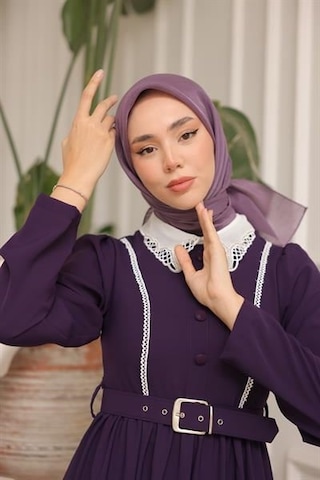 Abiye Eşarp Lila Çok Renkli