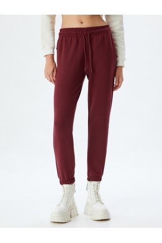 Koton Jogger Eşofman Altı Cep Detaylı Beli Bağcıklı Nervürlü Rahat Kalıp Bordo 5wal40026ık Bordo