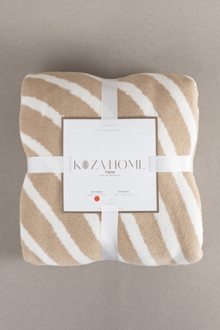 Twin Battaniye Soft Pamuklu Çift Kişilik Battaniye Kahve Krem 200 X 220 5036a Kahve Krem