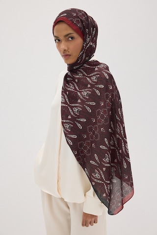 Mirsoy Scarf Rüya Pamuk Etnik Desen Şal Bordo