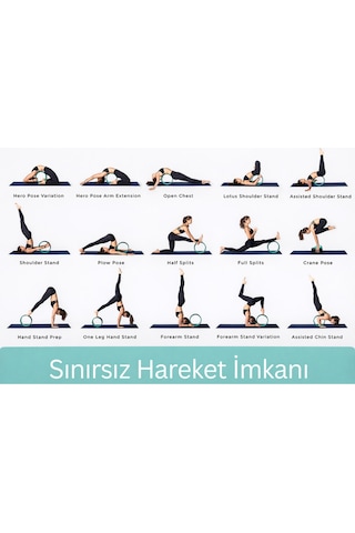 Evapera Yeni Nesil Yoga Wheel Kaymaz Yumuşak Yüzey Pilates Fitness Çemberi Esneme Sırt Açma Egzersiz Aleti Mavi