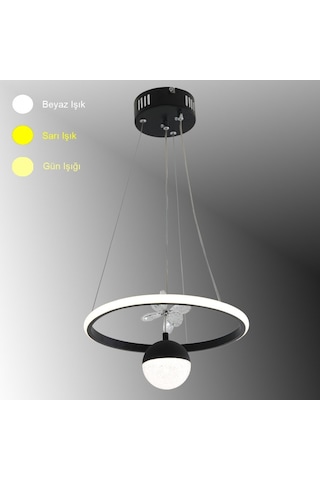 Tt037-yuv-sy Tt Ayd. Yuvarlak Mat Siyah Tek Toplu 3renk Led Avize Siyah