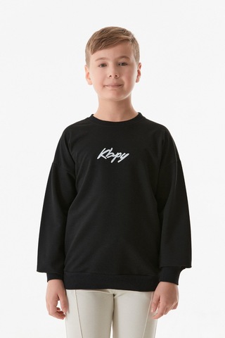 Fullamoda Önü Ve Arkası Baskılı Bisiklet Yaka Erkek Çocuk Sweatshirt 25kcck1303216278-siyah Siyah