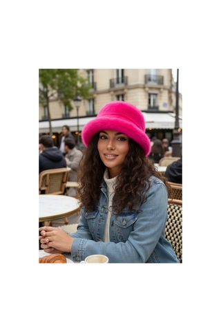 Mollycrush Kadın Fuşya Peluş Bucket Şapka Yumuşak Dokulu Kışlık Fuşya
