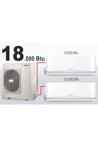 Bosch 18000 BTU 1 Dış + 2 İç Ünite (9+12) Duvar Tipi Multi Inverter Split Klima