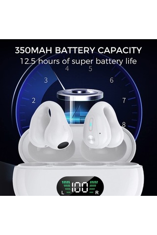 Novahub Bluetooth 5.3 Kemik İletimli Kulaklık - Bisiklet, Koşu Spor Kulaklığı, Hafif Ve Konforlu, Beyaz
