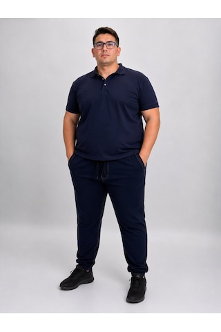 Büyük Beden Beli Lastikli Ön Arka Cepli Dar Paça Battal Erkek Pantolon Lacivert