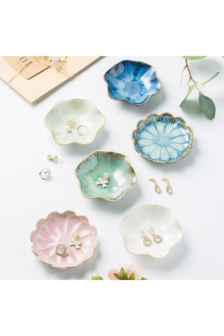 Geekyou Seramik Dekoratif Aksesuar Tutucu - Yüzük, Küçük Kolyeler Ve Anahtarlar İçin Organize Tabak Süt Beyazı