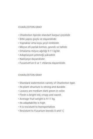 AGRodal Tarım Nadir Bulunan Doğal Charleston GRay Karpuz 20 Adet Tohum