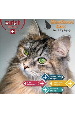 Zurich Kediler İçin Biotin Tüy Döküm Önleyici Tablet 75 Adet