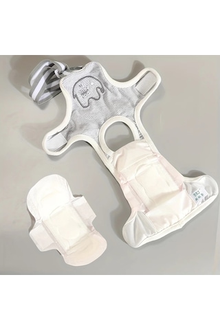 Elmpaly Gri, S Çizgili Yıkanabilir Küçük Köpek Bezi - Rahat Vücuda Oturan Mevsimlik Polyester Külot