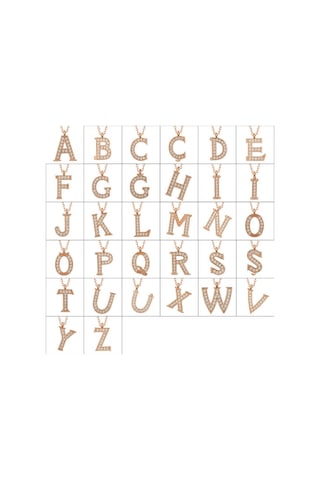 925 Ayar Gümüş Rose U Harfi Kadın Gümüş Kolye T6746 599599 Gümüş