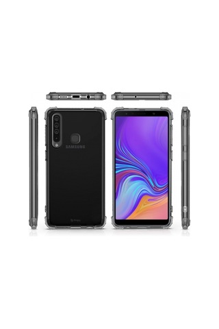 Blogy Galaxy A9 2018 İle Uyumlu Crystal Fit Kılıf Smoke Black