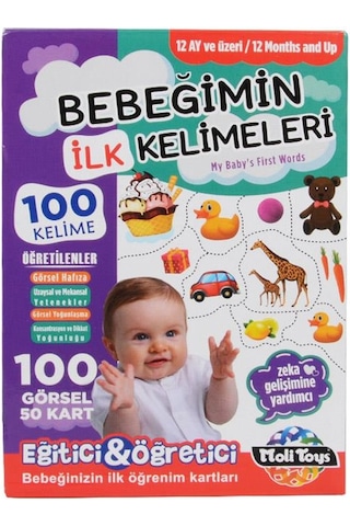 Bebeğimin İlk 100 Kelime + 12 Ay Kartları Moli Toys