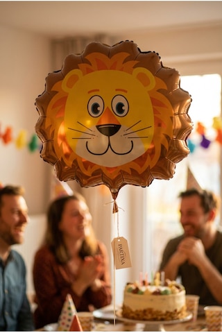 Safari Aslan Kafa Folyo Balon 35x42 Cm Safari Temalı Çocuk Doğum Günü Parti Süsü Çok Renkli