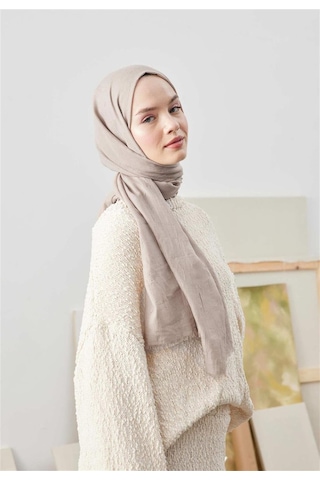 Bambu Kraş Şal Tesettür Giyim, Yüksek Kalite, Hafif, Rahat, Şık, Premium, Lux, Shawl, Scarf Bej