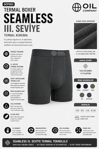 Oıl Company Hafif Nefes Alabilir Rahat Kumaş Isı Korumalı Termal Boxer Anthracite
