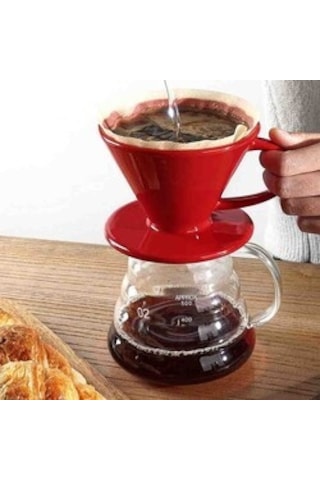 Epinox FSK-2 Seramik Kahve Demleme Dripper Kırmızı