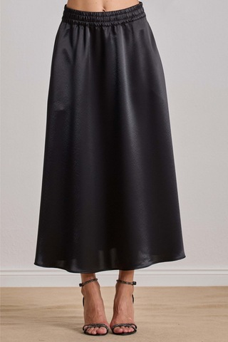 Bilekte Boy Siyah Saten Etek Siyah