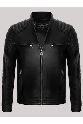 Hakiki Kuzu Derisi Siyah Erkek Deri Mont Leon Deri Ceket Siyah