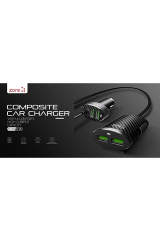 Mobilefix Zr-c502 2+2 Araç Şarj Seti - Siyah Siyah