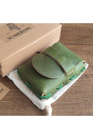 Sumerian Leather Craft  Deri Sigara Kılıfı Yeşil
