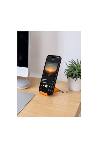 Tarzını Seç 3 Ü 1 Arada Mini Telefon Tutucu Anahtarlık Charm 2'li Set Turuncu 3,5 7 1 Cm