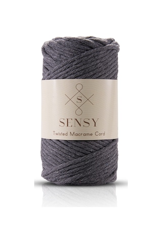 Sensy Premium Taranan Makrome Ipi Tek Büküm Makrame Taranabilir Hobi Ipi 2li Set 500 Gr. Koyu Gri
