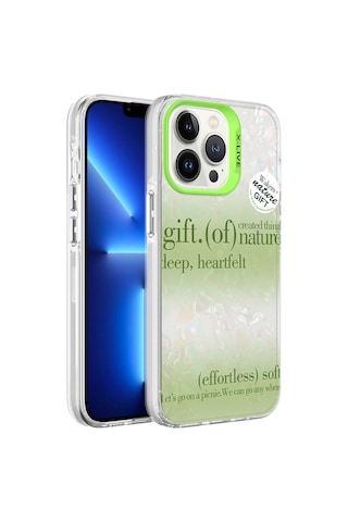 Apple Uyumlu iPhone 13 Pro Max Uyumlu Mermer Desenli Zore Marbello Kılıf-yeşil Yeşil -