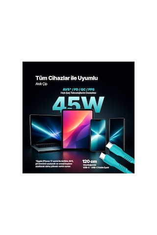 Ttec Smartcharger Gan 45w Avs Pd Seyahat Hızlı Şarj Aleti + Usb-c - Usb-c 3a 120 Cm Kablo Neon 96238734