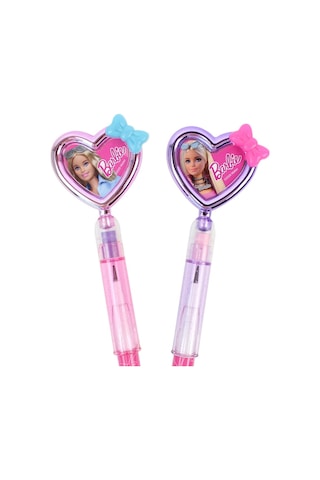 Bakgelal Barbie Lisanslı Silgili Geçmeli Kalem Kalp Başlıklı Figürlü Çocuk Okul Kalemi - 9053880899579 124-Pembe