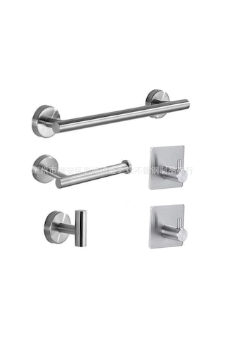 Novahub İlgili Banyo Askı Seti - 5 Parça 40cm Paslanmaz Çelik Havlu Ve Kıyafet Askısı Siyah Siyah