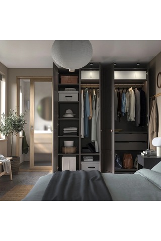 Ikea Koyu Gri Sağlam Kapaklı Gardırop 200x60x236 Cm