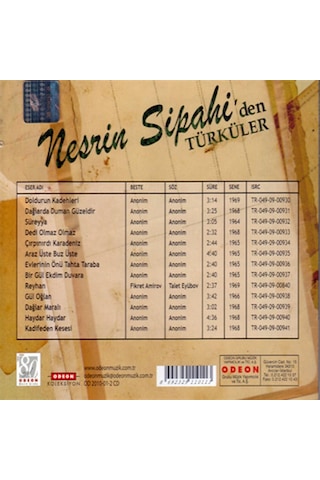 Nesrin Sipahi Nesrin Sipahi'den Türküler - Cd
