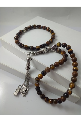 Kaplangözü Taşı Tespih ve Bileklik Takım/ Doğaltaş Tespih-Bilekli N11.5986