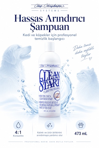 Chris Christensen Clean Start 4:1 Konsantre Hassas Arındırıcı Kedi Köpek Şampuanı 473 Ml